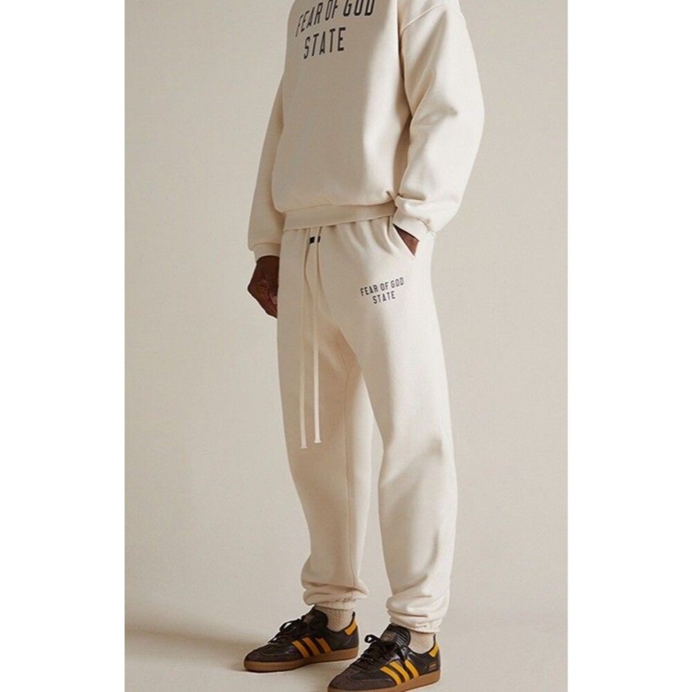 Fear of God ESSENTIALS Men’s Fleece Jogger Pants Ivory S Cotton Drawstring